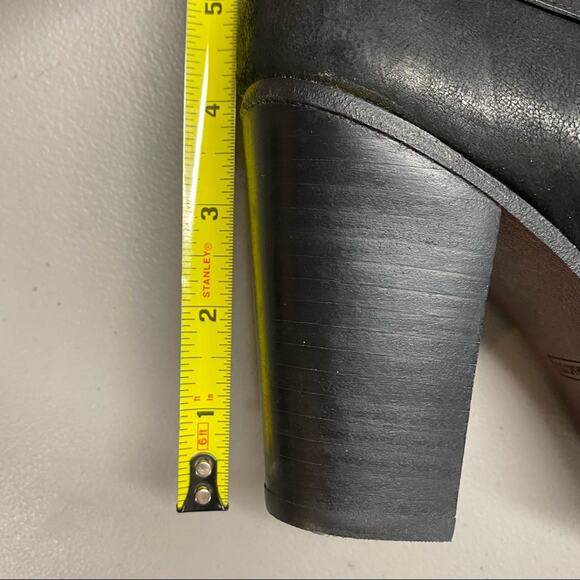 Vince Camuto Ferrah Black Leather Boots Block Heel Tassel Size Zip Size 10 / 40 - Picture 6 of 8